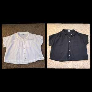 Kids' White and Black Button-Up Shirts